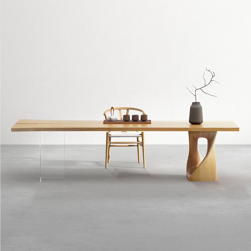 Modern 1/2 Pieces Rectangle Dining Set Solid Wood Dining Room Table with Chairs