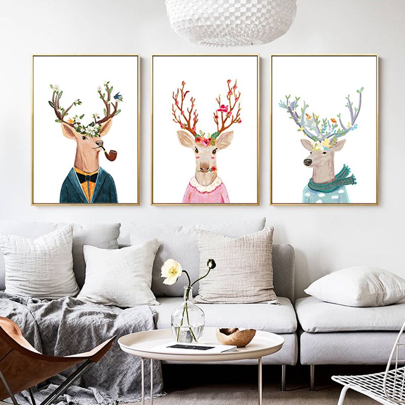 Hirschgemälde, zeitgenössisch, dekorativ für das Wohnzimmer, bunter Kunstdruck