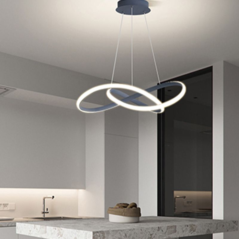 Linear Shape Chandelier Lamp Modern Single Light LED Hanging Light for Bedroom