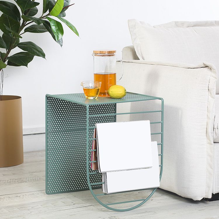 Mid-Century Modern Square Coffee Table with Iron Top and Iron Base
