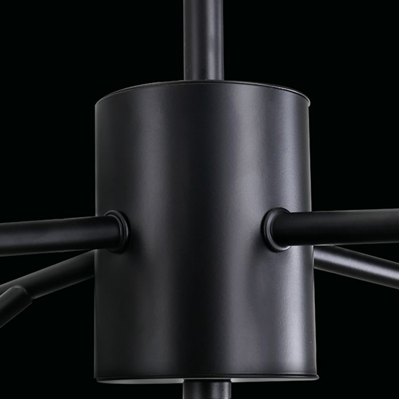 Contemporary Sputnik Chandelier Lighting Beveled Crystal Ceiling Chandelier in Black