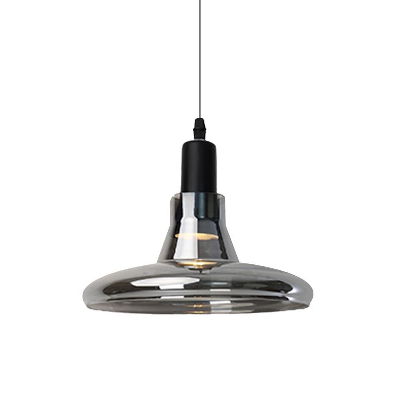 White/Black Bowl/Cone/Saucer Pendant Lamp Modernist 1 Light Glass Led Hanging Ceiling Light in White/Warm Light