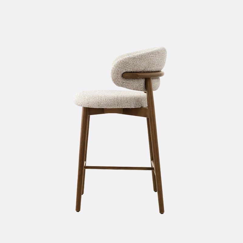Solid Wood Dining Stools White Upholstered Bar Stools with Footrest