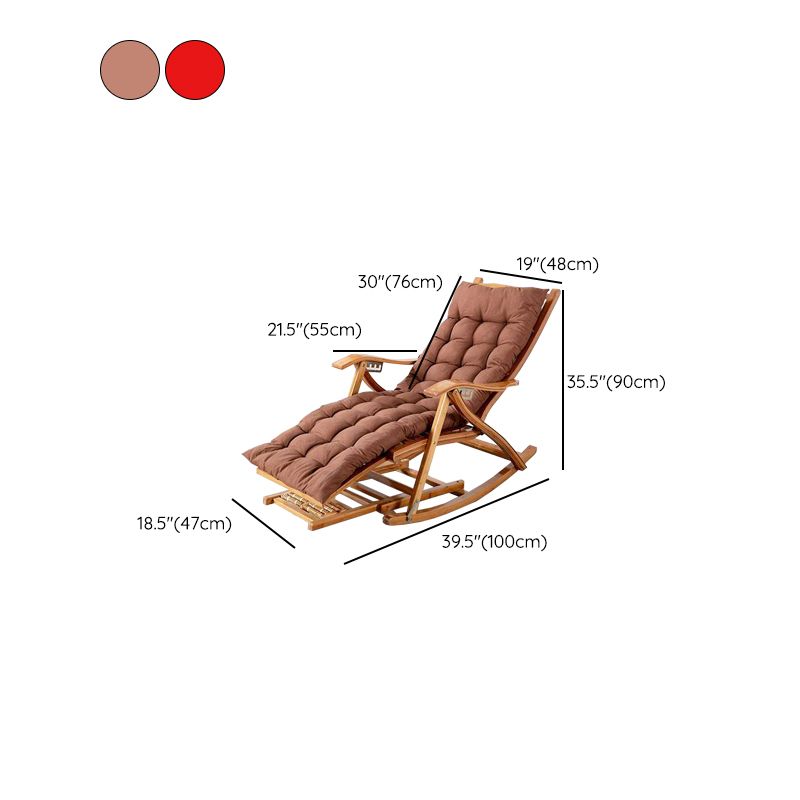 Brown Modern Rocker Chair Wood Reclining Rocking Chair with Tufted