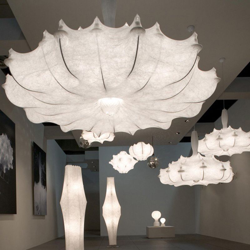 Moderne weiße Seidenheizenleuchte 1-Licht-geometrische Hängedecke