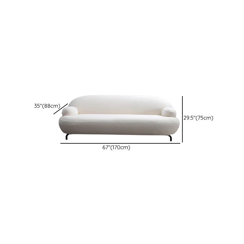 Recessed Arm Sofa Contemporary Wool 29.52-Inch High Sofa in Whit