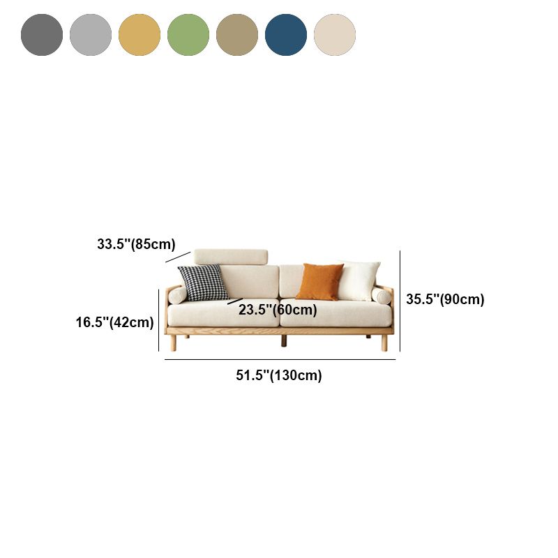 Linen Modern Square Arm Sofa Standard Wooden Sofa for Living Room, Apartment