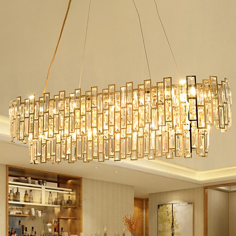 10 koppen rechthoekig kristal plafondlamp goud eetkamer kroonluchter hanglampje