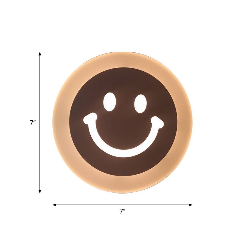 Cartoon Apple/Leaf/Cat Small Wall Light Acrylic Children Bedroom LED Flush Mount Wall Sconce in White