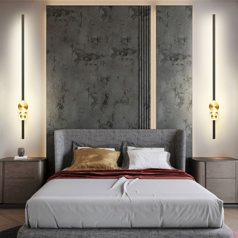 Linear Shape Metal Wall Lights Modern Style 3 Light Wall Mounted Light Fixtures in Black