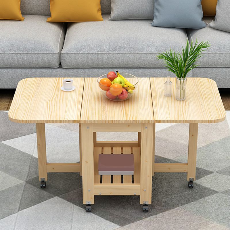 Contemporary Natural Rectangle Coffee Table Single Folding Cocktail Table