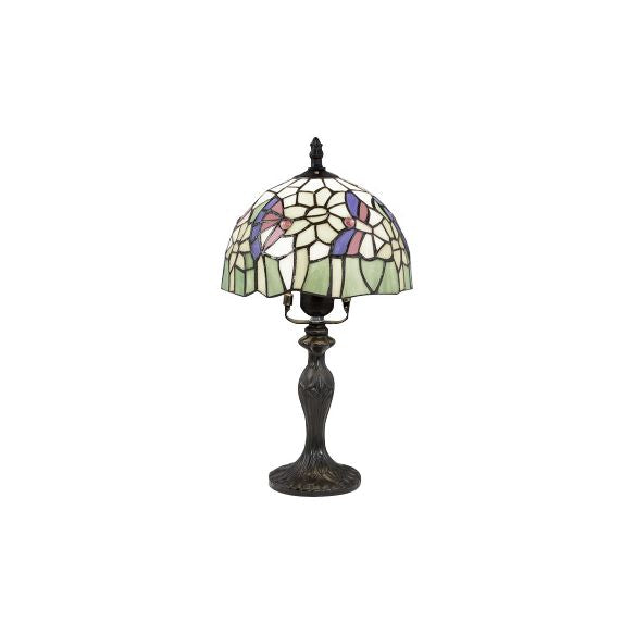 Luz de escritorio de flores vívidas con rosa/mariposa/oso/santa Claus Patrón Tiffany Lámpara de escritorio de vidrieras rústicas para sala de estudio