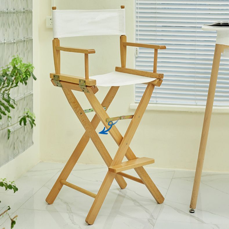 Industrial Backrest Arm Counter Stool Solid Wood Bar Stool with Canvas Cushion