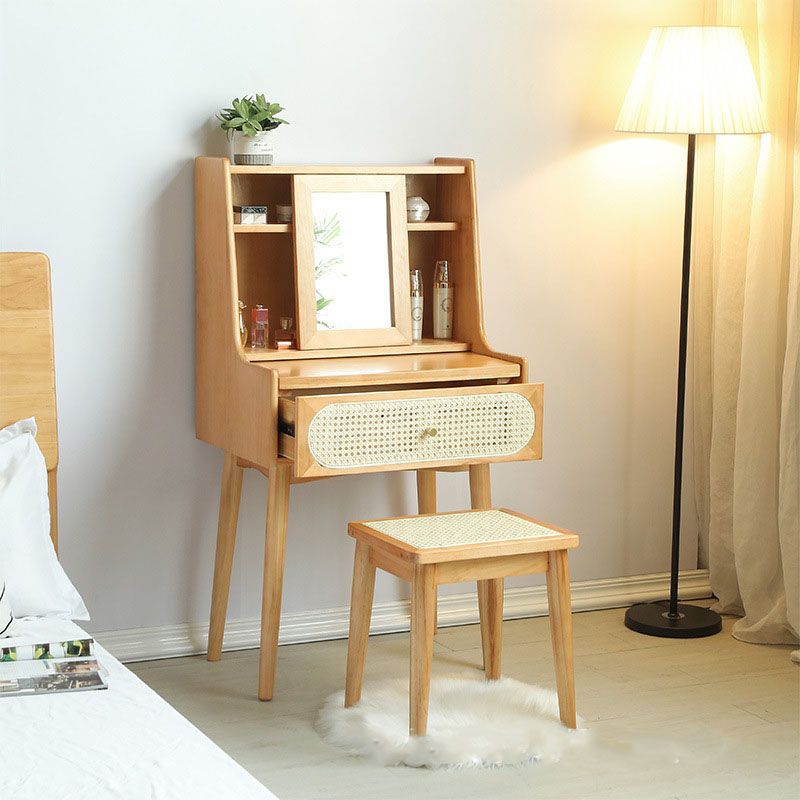 Scandinavian Bedroom 1 Drawers Solid Wood Removable Make-up Vanity