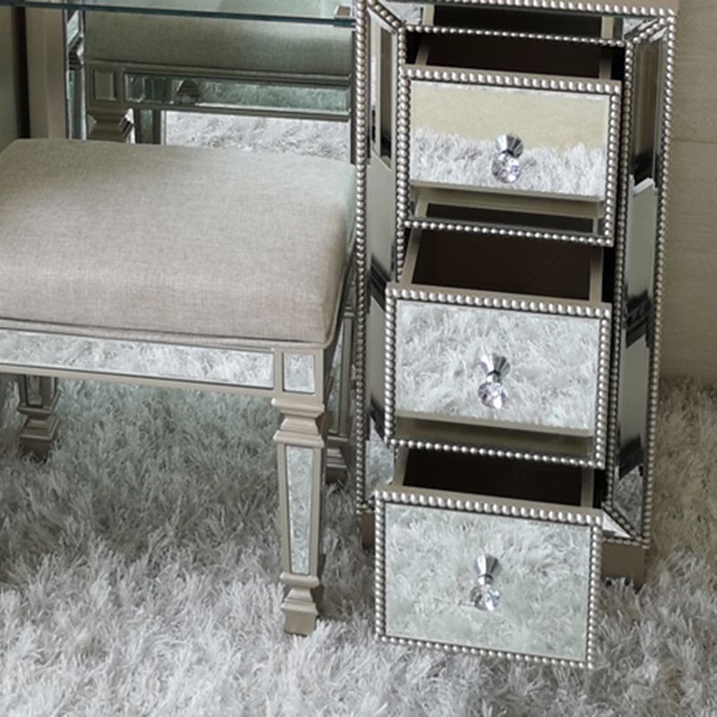 Sliver Glass Vanity Set 15.74" Wide Make-up Vanity with 6 Storage Drawers