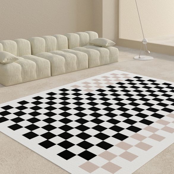 Multicolor Gingham Print Rug Polyester Carpet Trendy Anti-Slip Backing Indoor Rug for Living Room