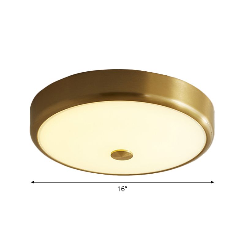 12.5"/16" Dia Antiqued Gold LED Flush Mount Simplicity White Glass Bowl/Round Ceiling Light for Bedroom