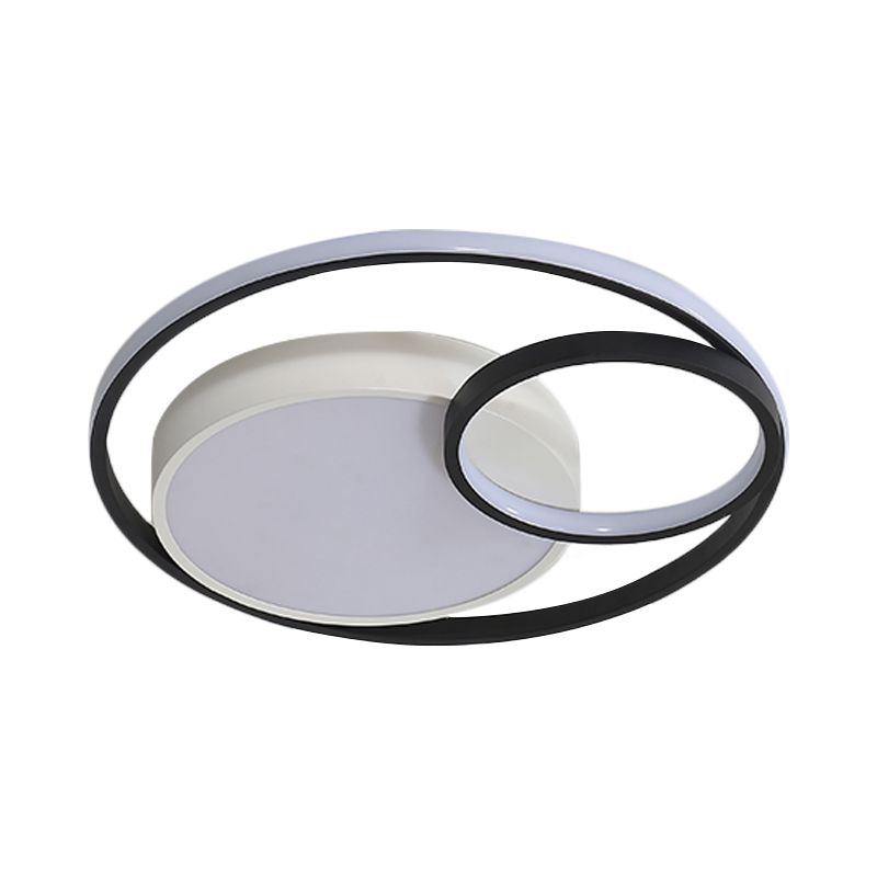 Lampe circulaire encastrée Simple en acrylique, plafonnier LED noir/blanc/or pour dortoir, lumière blanche/3 couleurs