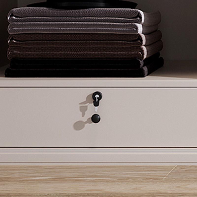 White Modern High Gloss Armoire Wood Armoire with Shelves and Drawers Storage Cabinet