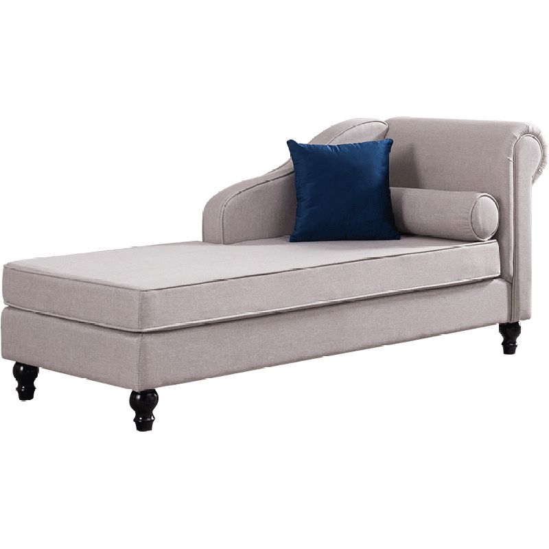 Wood One Armed Contemporary Chaise Rolled Arms with Legs for Living Room