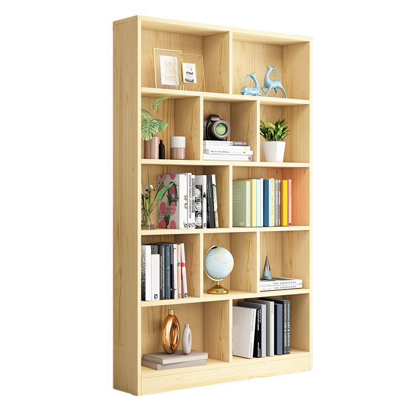 Scandinavian Solid Wood Cubby Storage Bookcase with Closed Back in Natural