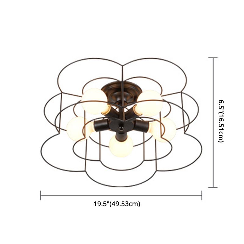 Blume Semi -Flush -Leuchten Retro Industrial Style Metall Deckenleuchte für Schlafzimmer
