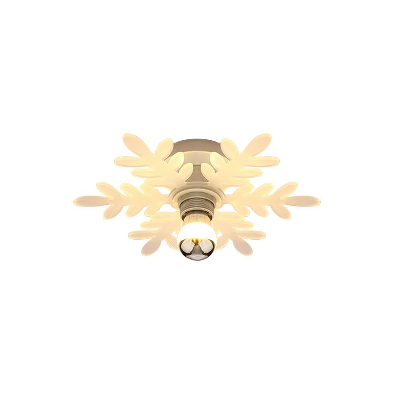 Olive Branch Semi Flushmount Nordic Acrylic 1 Head White LED Flush Mounted Lamp for Hallway in White/Warm Light