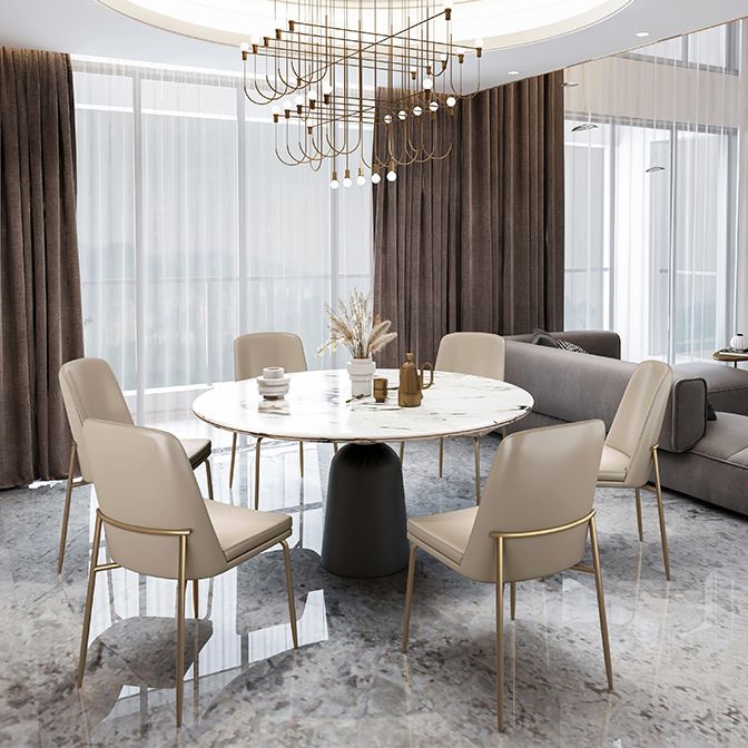 Faux Leather and Metal Contemporary Armless Dining and Accent Chairs