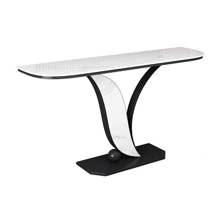 Half Moon Stone Console Table Stain Resistant  Console Table,Scratch Resistant Sofa Table