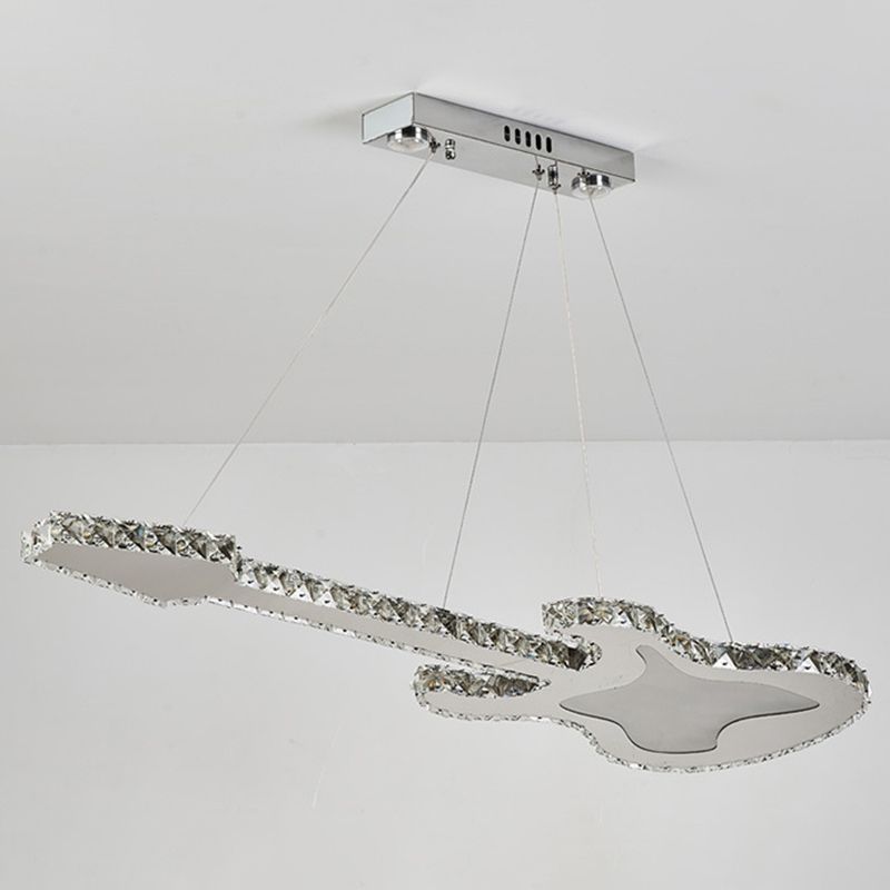 Modern Luxurious LED Island Pendant Lighting Guitar Crystal Decoration Island Ceiling Light for Living Room