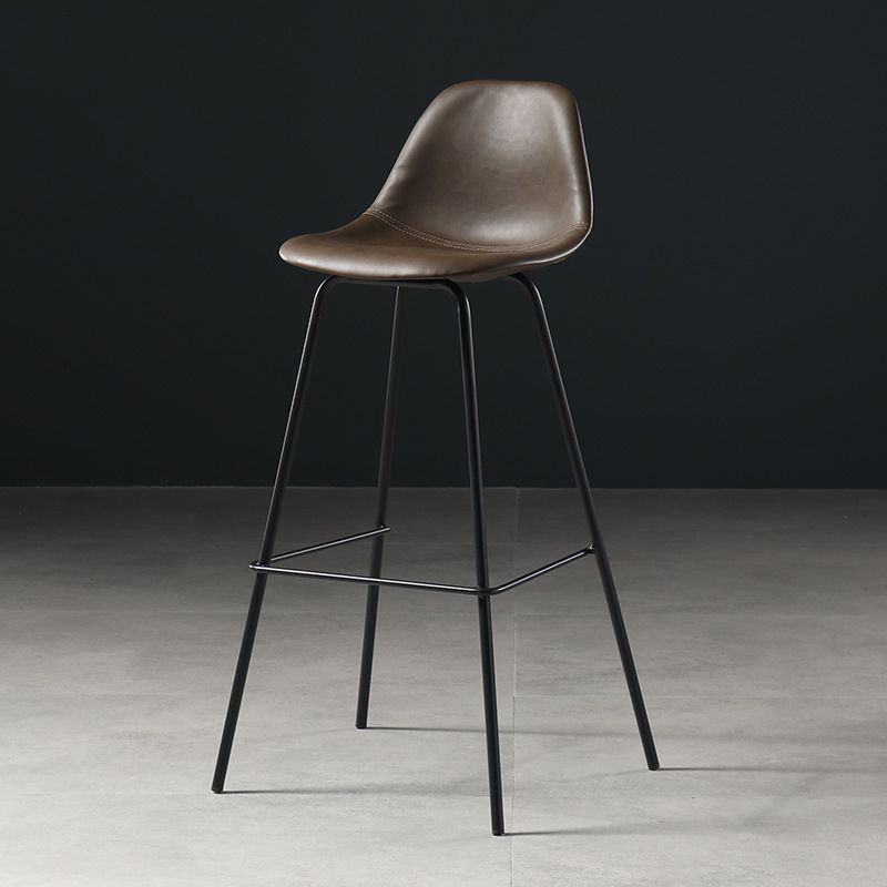 Contemporary Matte Finish PU Leather Barstool Footrest Restaurant Stool