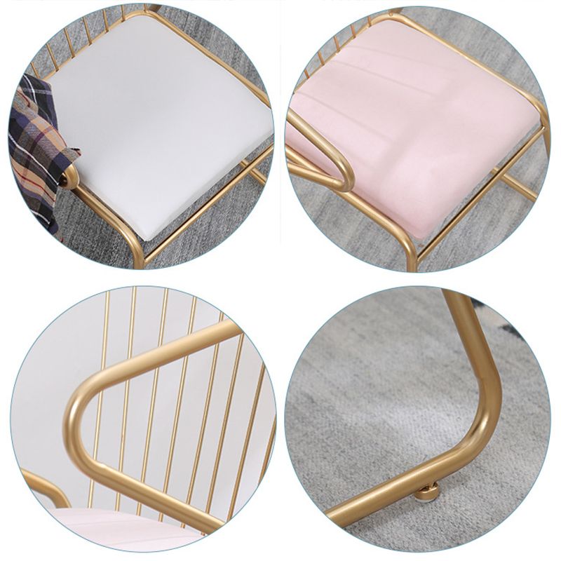 Traditional Metal Kitchen Dining Chair Upholstered Arm Chair with Gold Legs