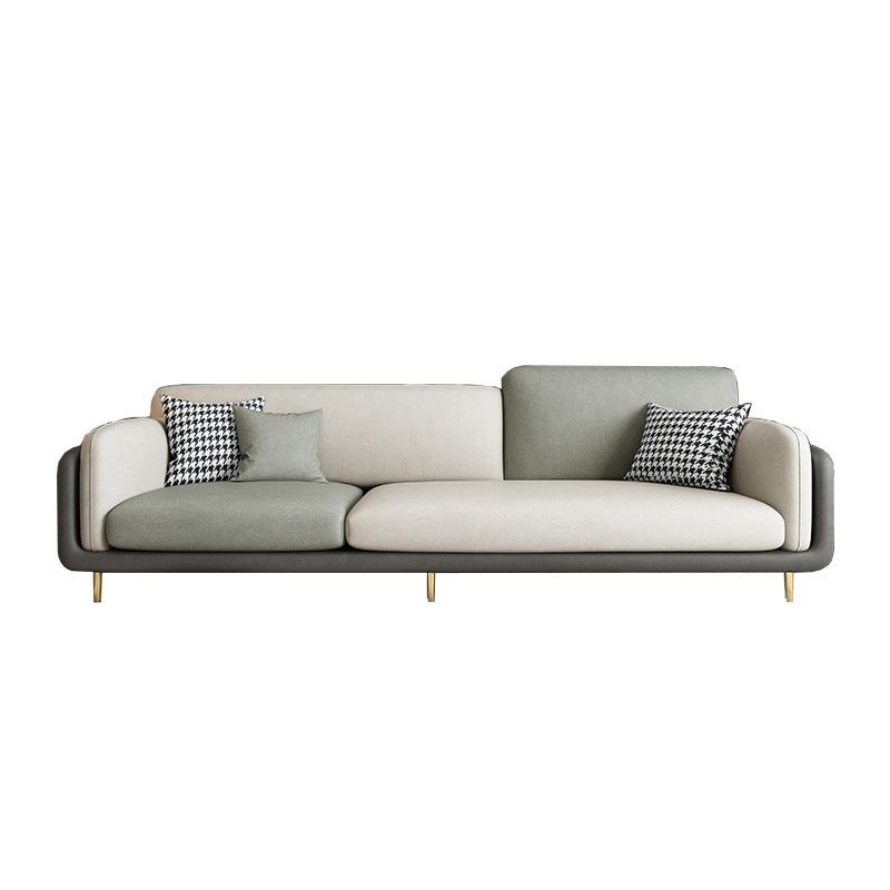 Faux Leather Seating Pillow Top Arm Sofa with Pillows for Living Room