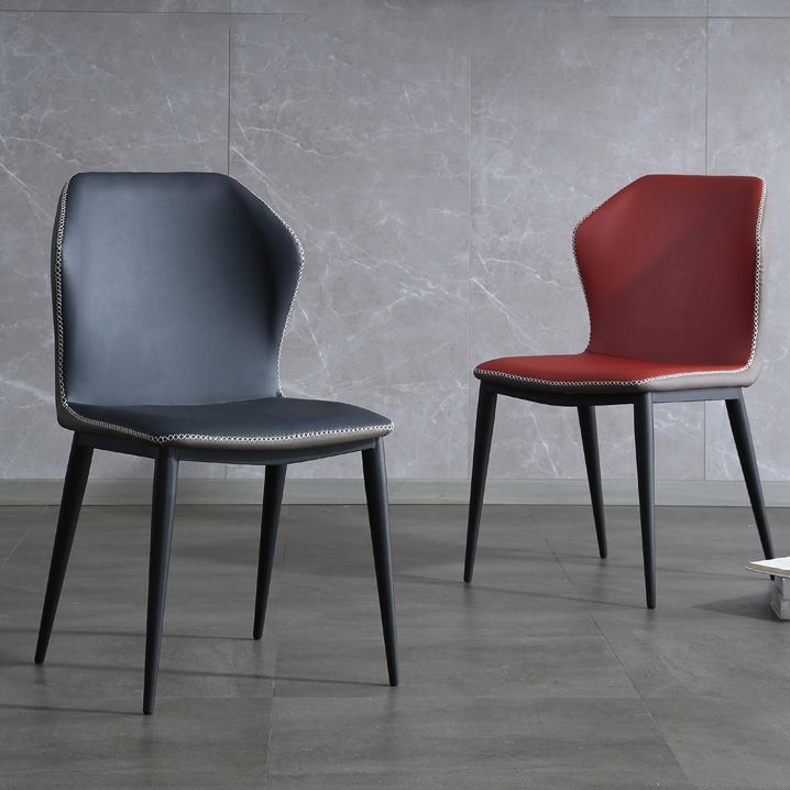 Silla de comedor de metal industrial, sin brazos, con respaldo de orejas (juego de 2)