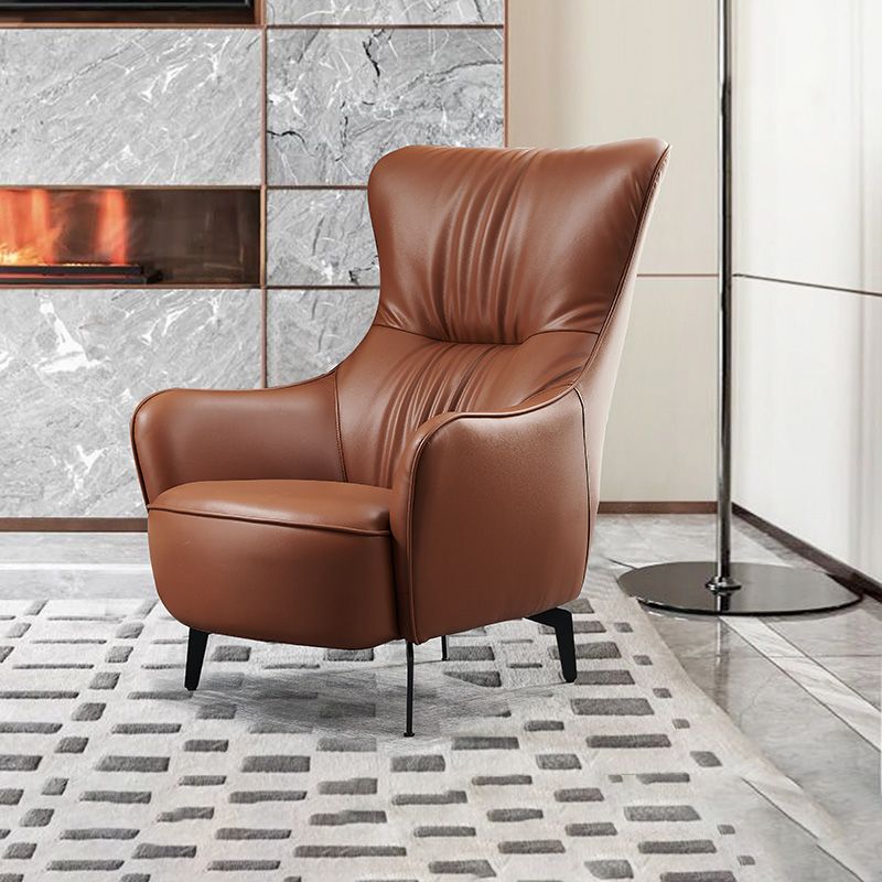Contemporary Accent Armchair Faux Leather Barrel Accent Chair
