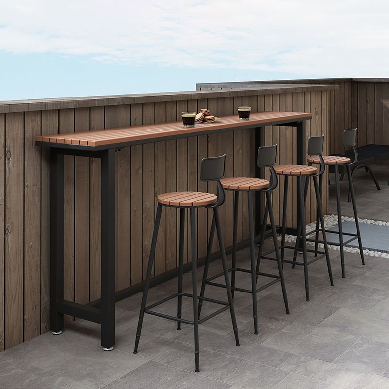 Industrial Metal Counter-height Stool Footrest Low Back Outdoor Counter Bar Stool in Black