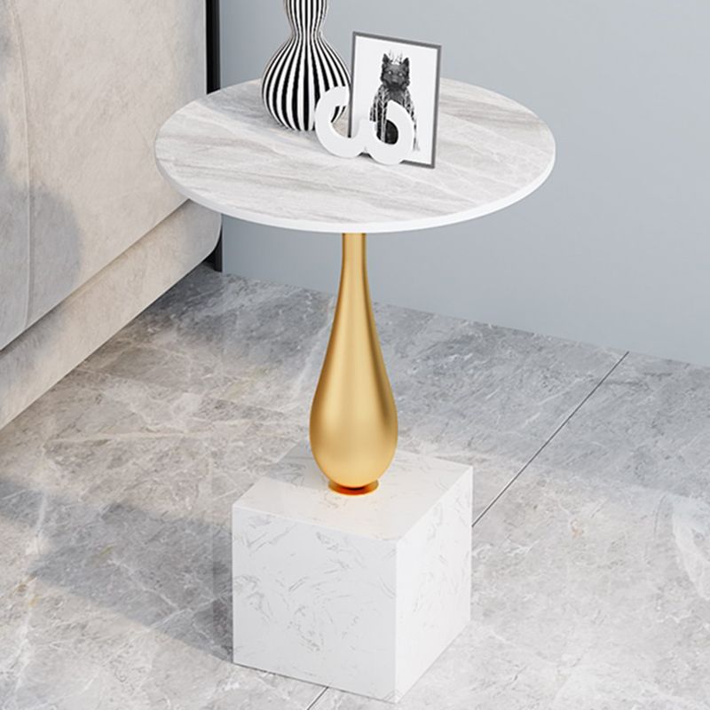 13.77" Wide Pedestal Side Table Modernistic Metal Side End Snack Table