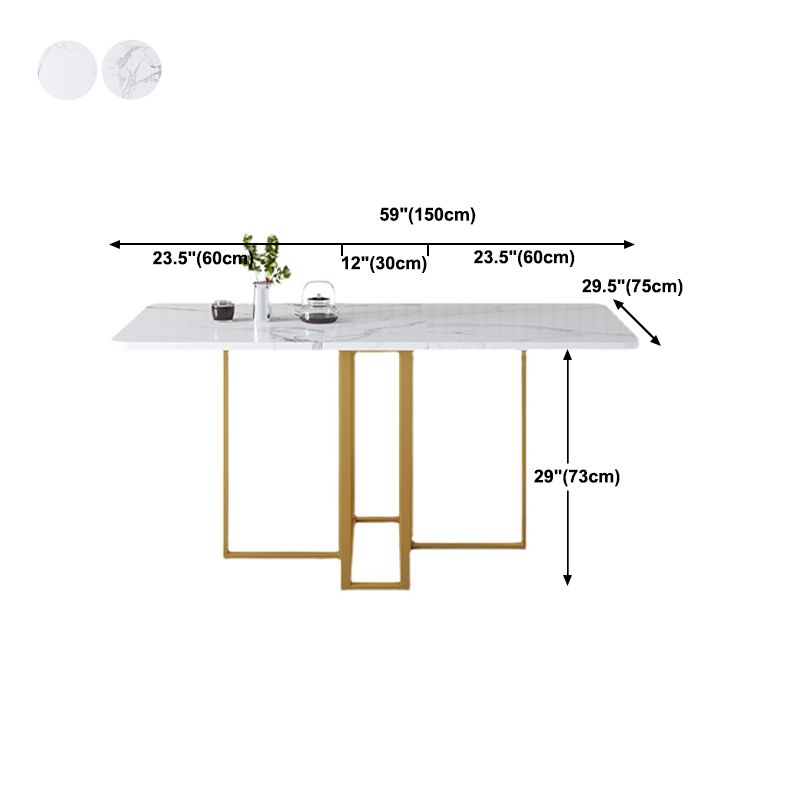 Modern Foldable White Table for Restaurant Rectangle Table with Trestle Base