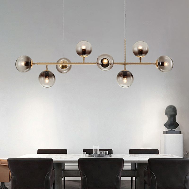 Simple Dining Chandelier Lamp Dining Room Round Glass Shade Ceiling Hanging Light