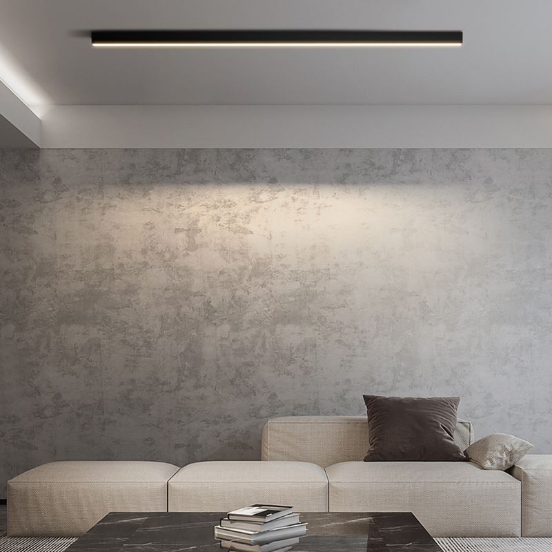 Linear Shape Flush Lights Modern Style Metal 1 Light Flush Mount in Black