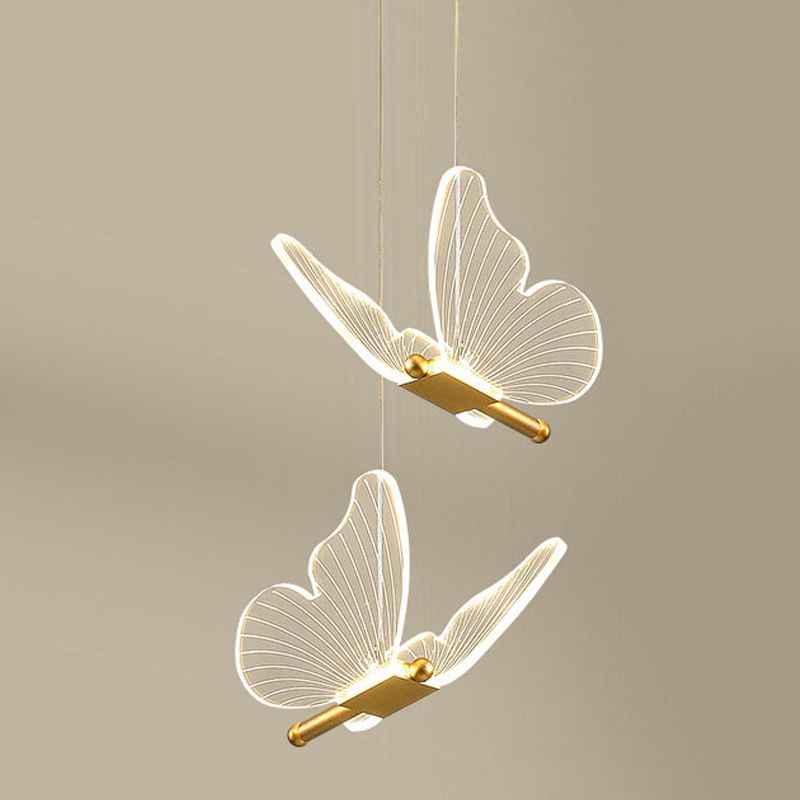 Metal Butterfly Shade Hanging Lights Modern Style Multi Light Hanging Mount Fixture
