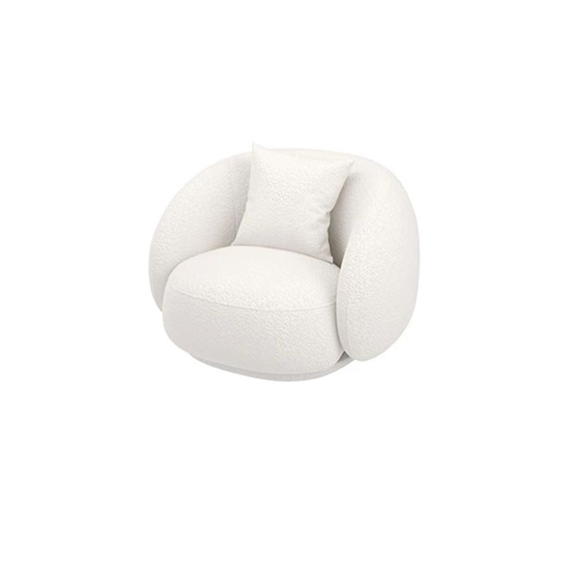 Modern White/grey Wool Curved Sofa Tight Back Stationary Sectional