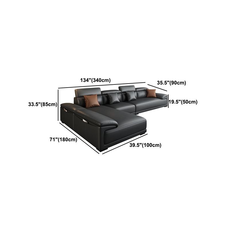 Modern Adjustable Sectional in Black Pillow Top Arm Sectional