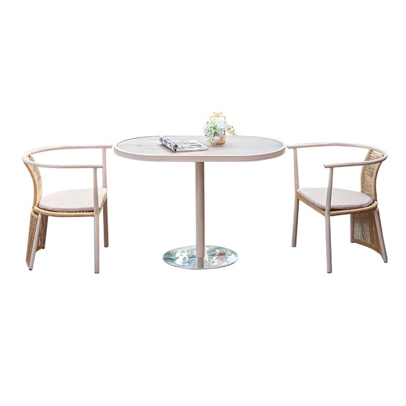 3 Pieces Dining Table Set UV Resistant Modern Oval Bistro Table Set
