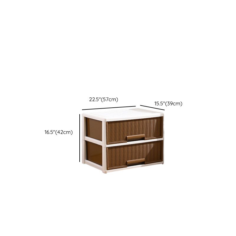 Contemporary Brown Plastic Vertical Kids Nightstand with 2/3/4/5/6 Drawers