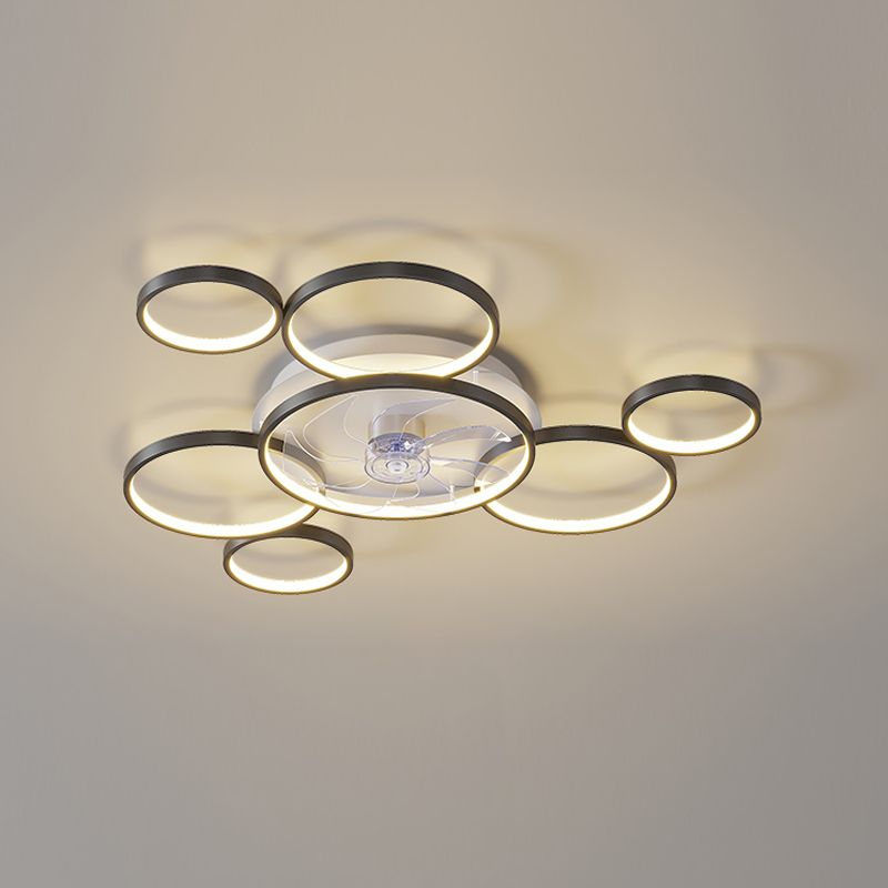 Contemporary Circle Ceiling Fan Light Metal LED Ceiling Fan for Living Room