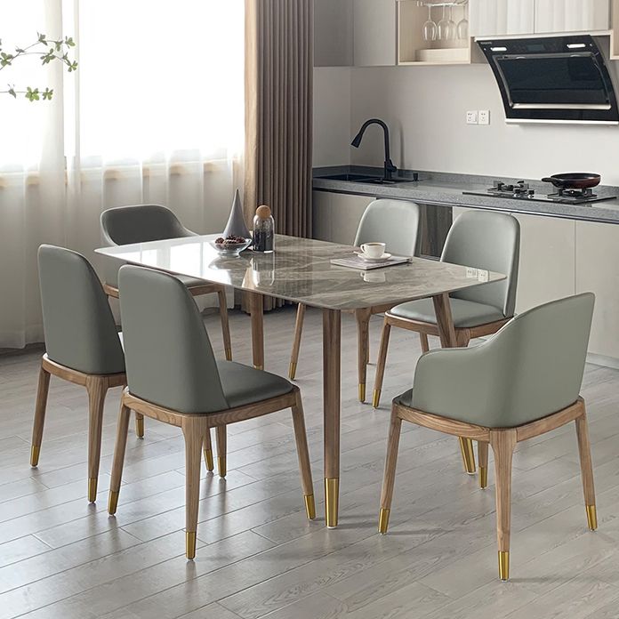 Mesa de comedor de piedra rectangular mesa de comedor de lujo tradicional con patas de madera