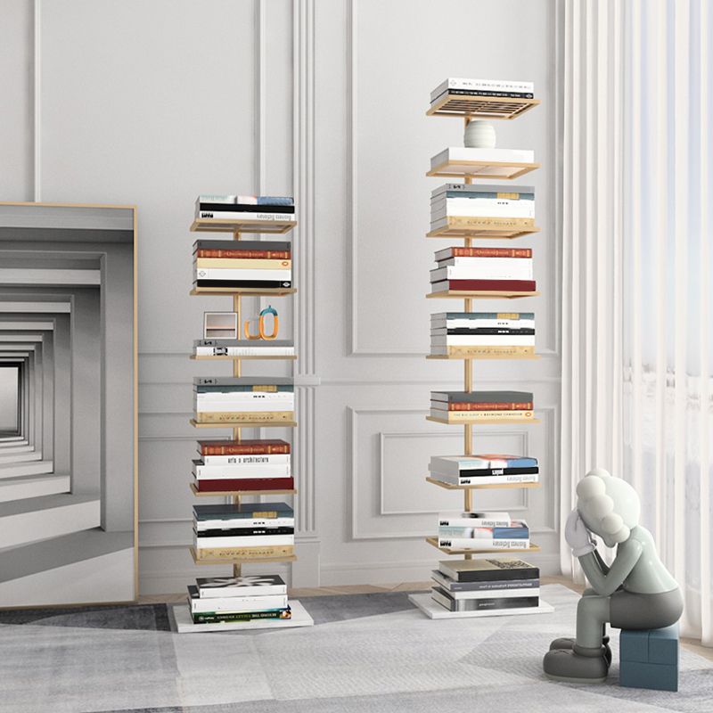Open Metal Bookcase Modern Rectangular Shelves for Study Room