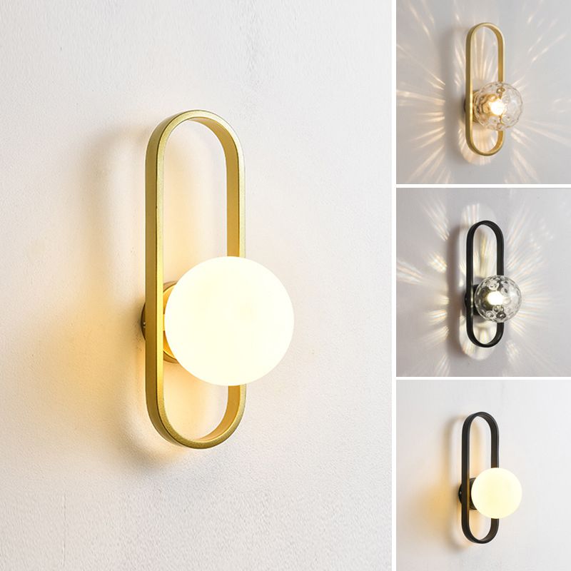 16" Wide Modern Wall Sconce Globe Glass Shape Wall Light for Living Room