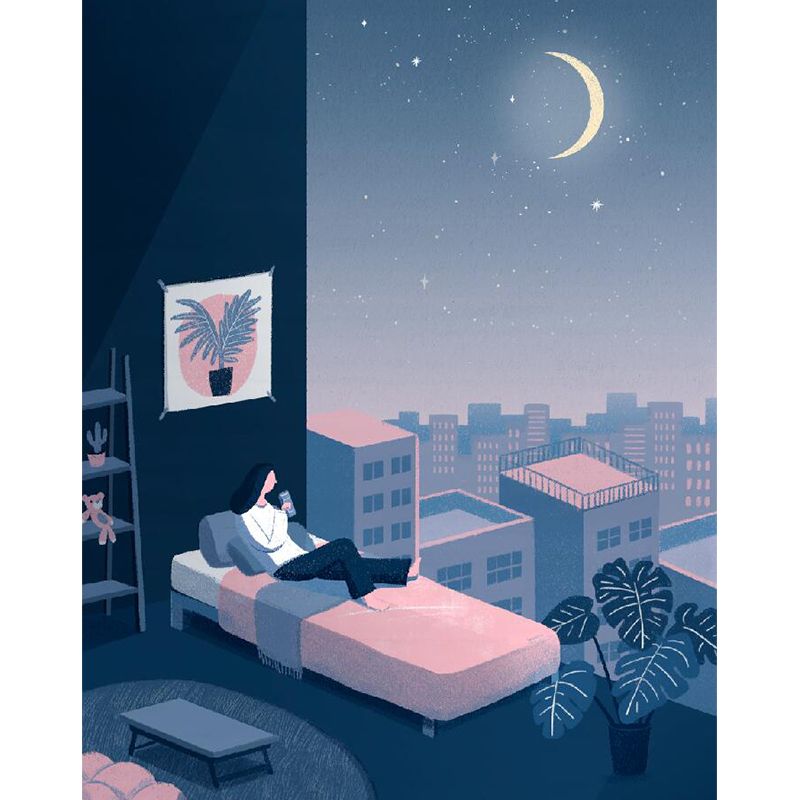 Contemporary Starry Sky View Mural Decal Blue Stainproofing Wall Decor for Bathroom